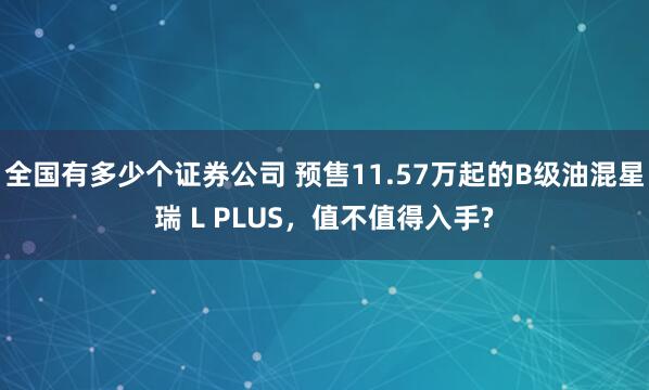 全国有多少个证券公司 预售11.57万起的B级油混星瑞 L PLUS，值不值得入手?